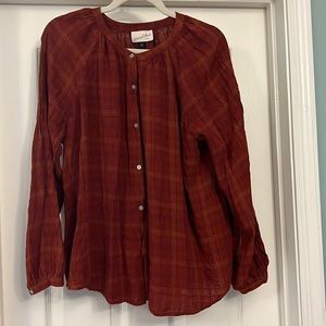 Orange plaid poet blouse
